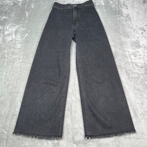 Billabong Free Fall Jeans Womens 24‎ Black Frayed Skater Stretch Denim Wide Leg